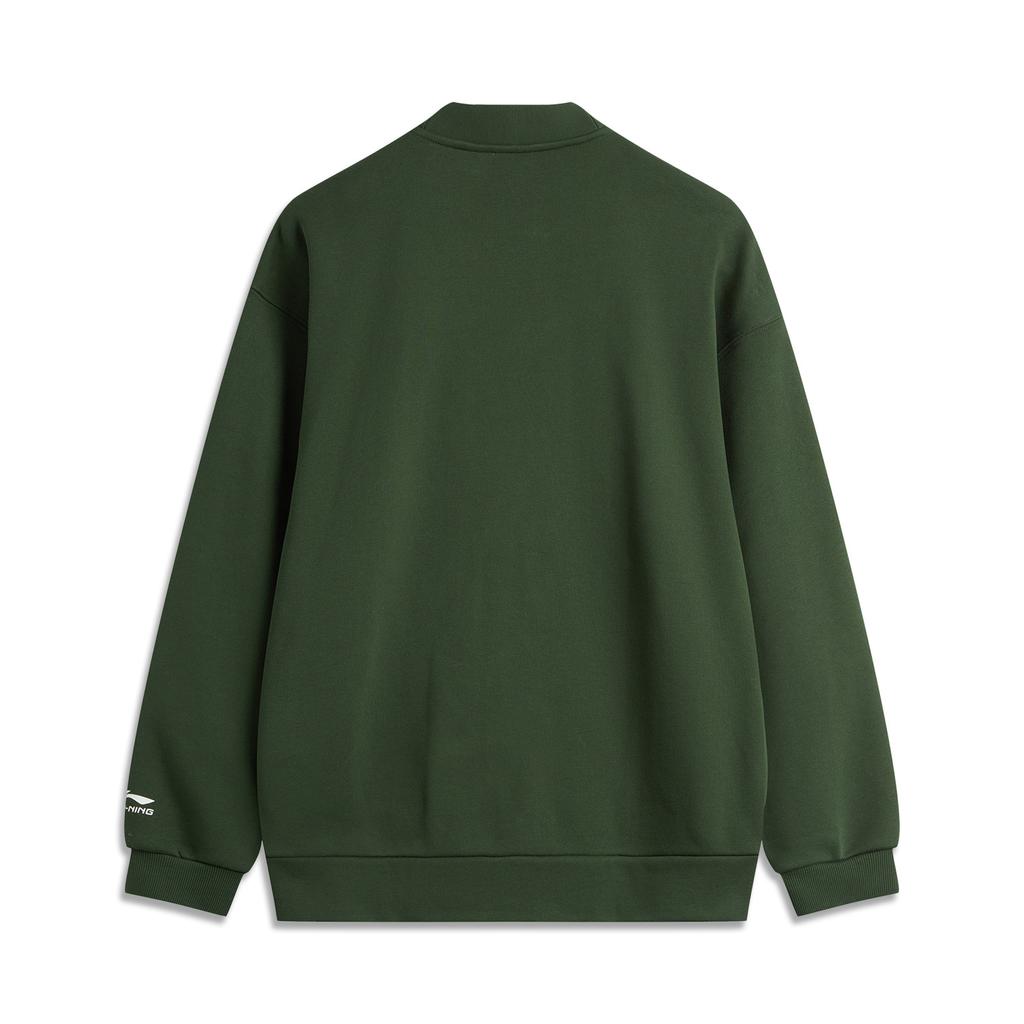 Li Ning Sports Lifestyle Serie Buchstaben V-Ausschnitt Einreihig Warmes Fleece Langarm Lässiges Sweatshirt Unisex Sweatshirt Seegrün AWDUA15-2