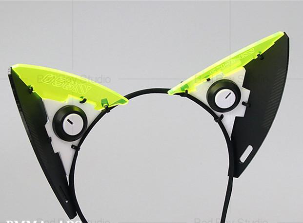Punk Tactical Mechanical Face Mask Future Mecha Technology Hair Accessories Music Festival Halloween Cosplay Cat Ears Headband