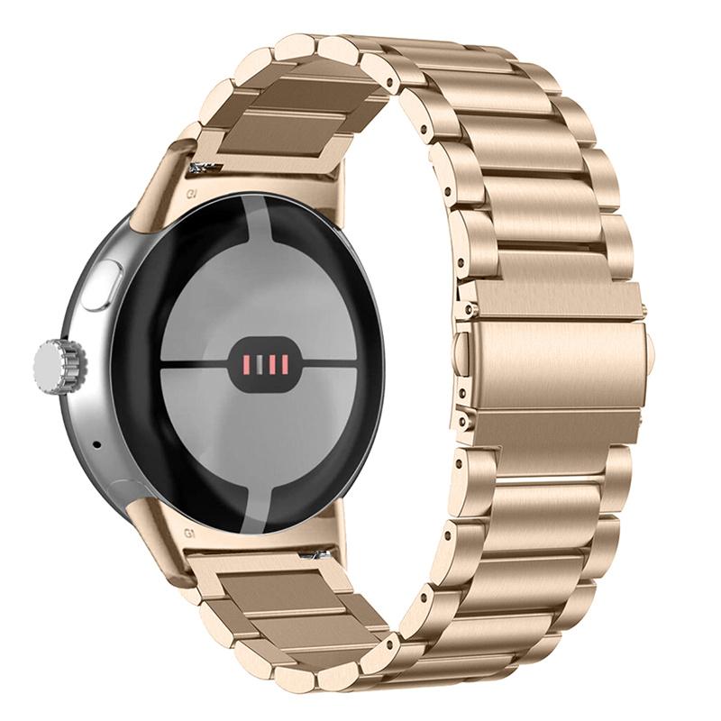 For Google Pixel Watch 3 41mm/Watch 2/Pixel Watch Elegant 316 Stainless Steel 3 Beads Wrist Band Polished Replacement Smartwatch Strap