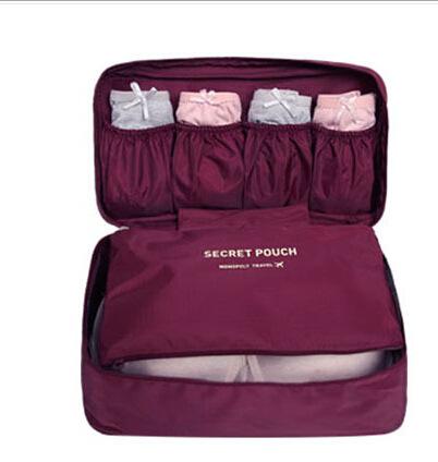 Bolsa de almacenamiento de viaje portátil, organizador de ropa interior y sujetador multifunción, estuche de artículos de tocador y cosméticos para viajes al aire libre