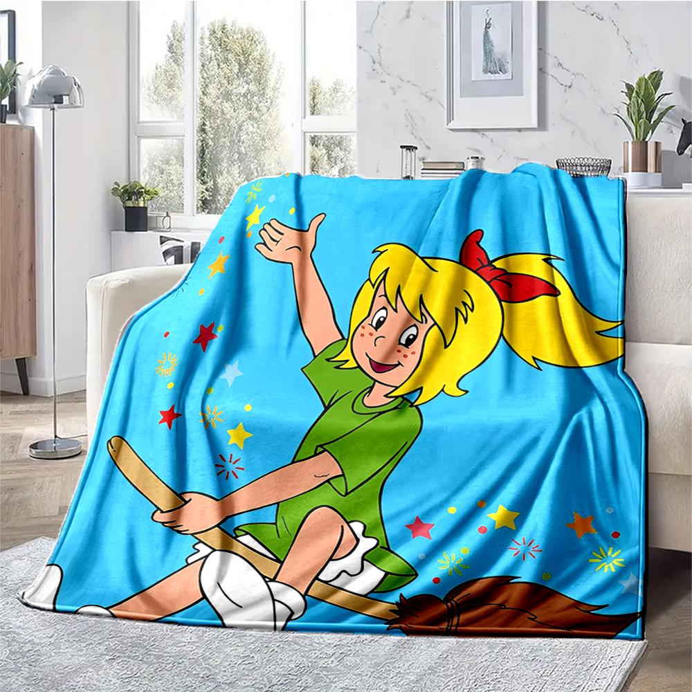 Bibi Blocksberg Theme Printed Blanket - Perfect for Couch, Bed, Travel & Outdoor Use | Machine Washable, Cozy & Durable.