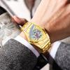 Automatic Man Watch Luxury Stainless Steel Triangle Dial Mechanical Wristwatches Skeleton Waterproof Luminous Watch
