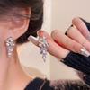 Zircon Bow Tassel Earrings: 925 Silver, Trendy, Versatile, Light Luxury