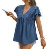 Spring 2025 Summer European and American Cross-Border Leisure Loose Holiday Style Jacquard Polka Dot V-neck Short sleeve Shirts Cardigan
