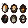Dark Aesthetic Metal Cabinet Magnets Halloween Wooden Refrigerator Magnets, Vintage Gothic Oval Frame Fridge with Witch Indoor Theme Decorations Ghost