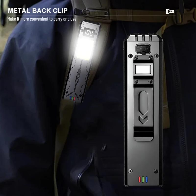 Super Bright Flashlight USB Rechargeable LED+COB Floodlight Magnetic Back Clip Portable Workamp LED Flashlight
