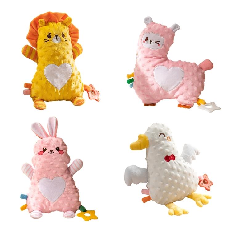 Soft Plush Stuffed Animal Teething Toy for Babies with Cracker Paper Teether and Texture Designs for Newborns Comfort