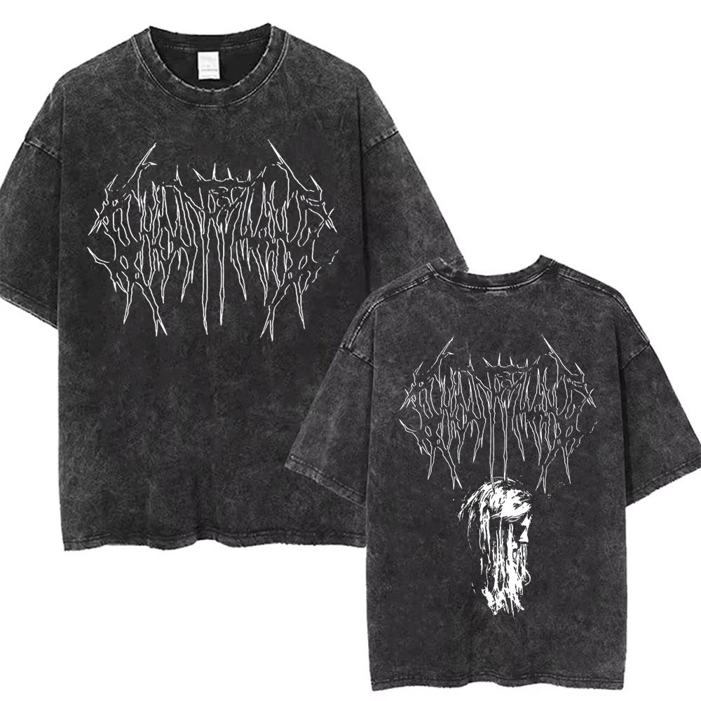 Washed Vintage Rapper Ghostemane Graphic Print Tshirt Men Women Hip Hop Rap Rock Trap Metal Gothic Oversized Tshirt Streetwear