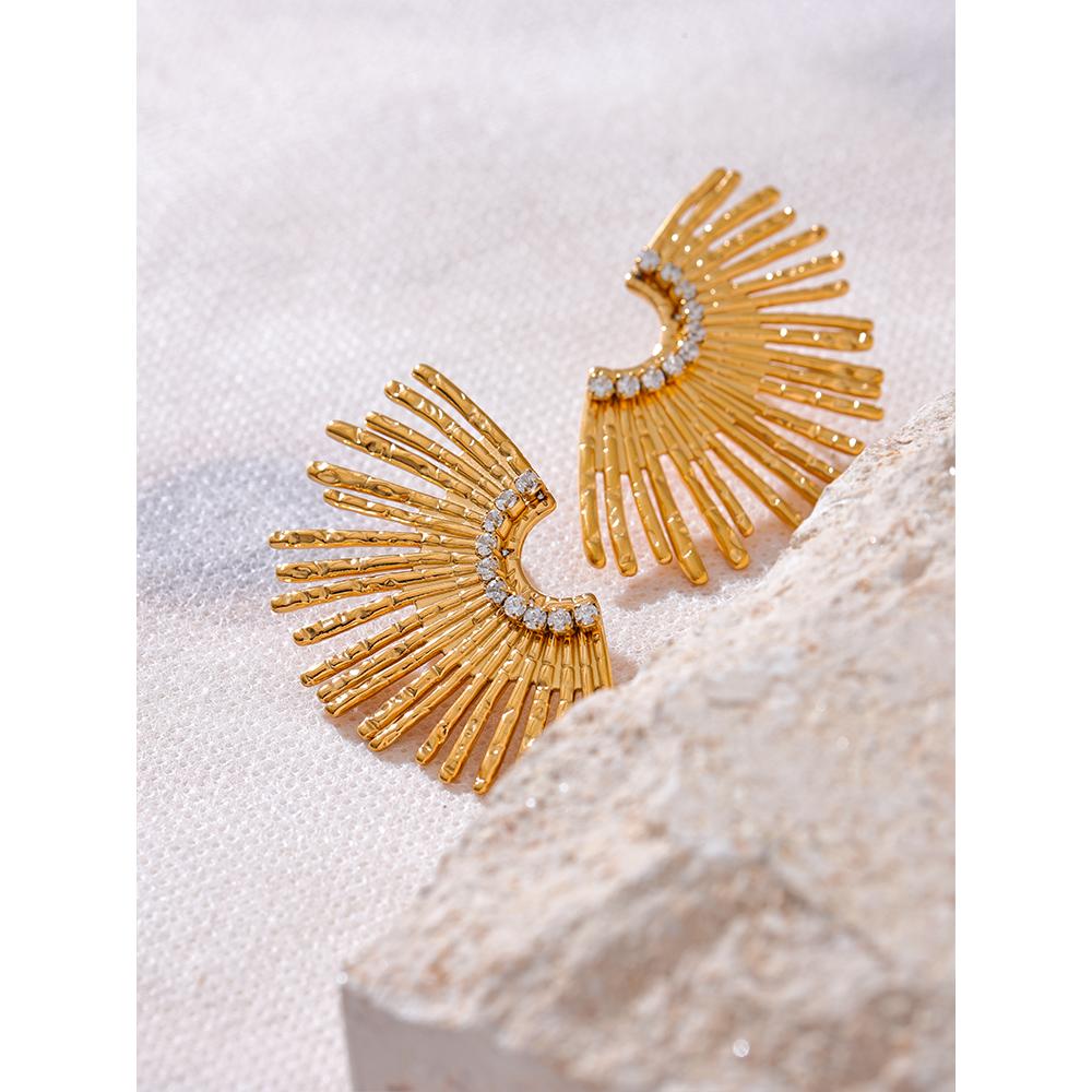 Eetit Náušnice z nerezové oceli s geometrickými zirkony pro ženy, antialergické, temperamentní, denní výrazové šperkové doplňky