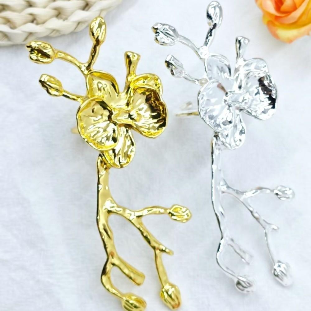 2PCS Gold/Silver Plum Blossom Napkin Ring Luxury Decorative Chinese-style Napkin Ring Metal Elegant Napkin Buckle Special Events
