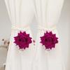 2Pcs Romantic Rose Curtain Strap Gauze Curtain Strap Simulation Rose Valentine's Day Decorative Curtain Strap