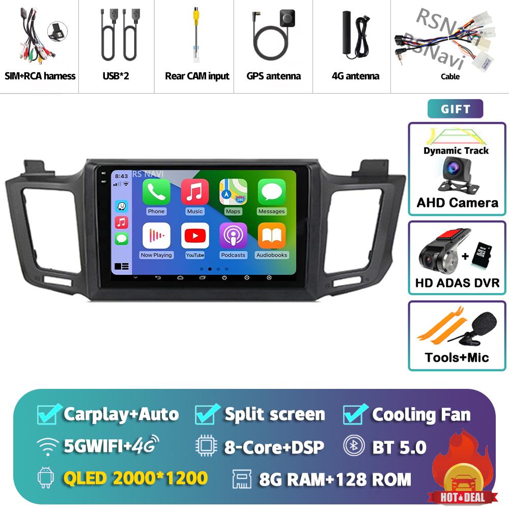 Android 14 Carplay Auto For Toyota RAV4 2012 - 2018 Car Radio 2Din Player Multimedia Srereo 360 Camera Navigation Video GPS DVD
