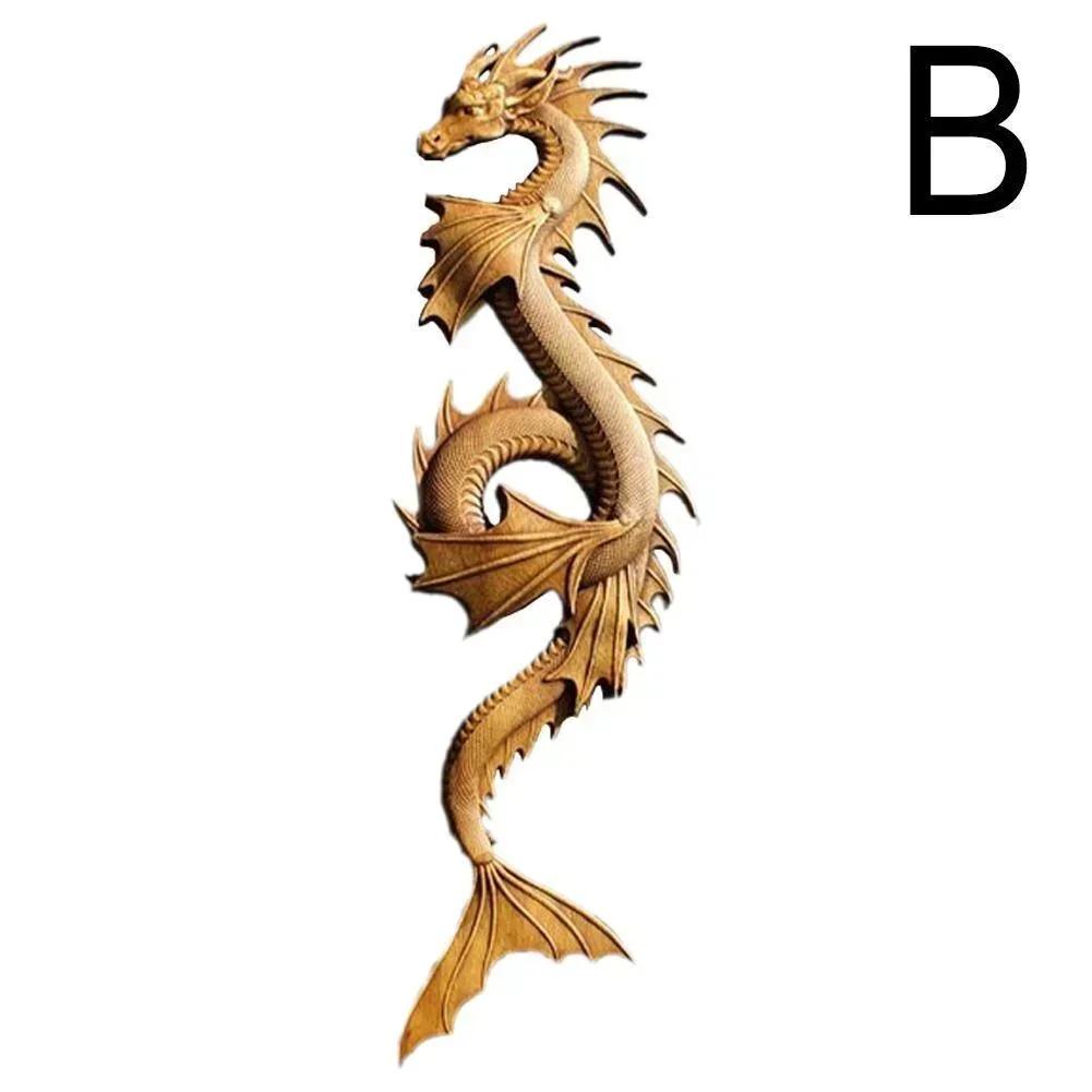 New Retro Simulation Dragon Statue Sculpture Wall Hanging Unique Dragon Resin Home Garden Courtyard Decoration Art Craft Gift