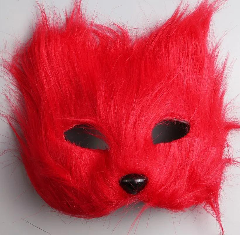 Sexy Imitation Toys Furry Fox Shape Face Mask Animal Cat Hair Halloween Cosplay Carnival Party Mask Masquerade Props Head Cover