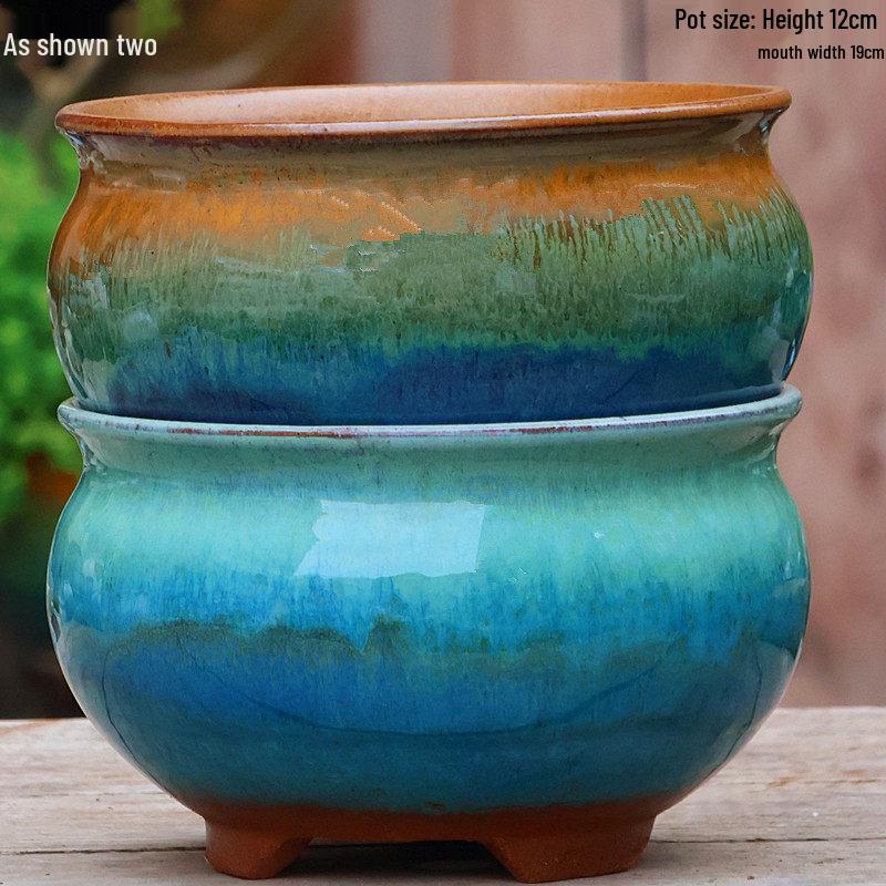 Handmade Coarse Pottery Wide-Mouth Flower Pot - Ceramic Zisha Succulent Planter with Rustic Cut-Edge Design for Chlorophytum