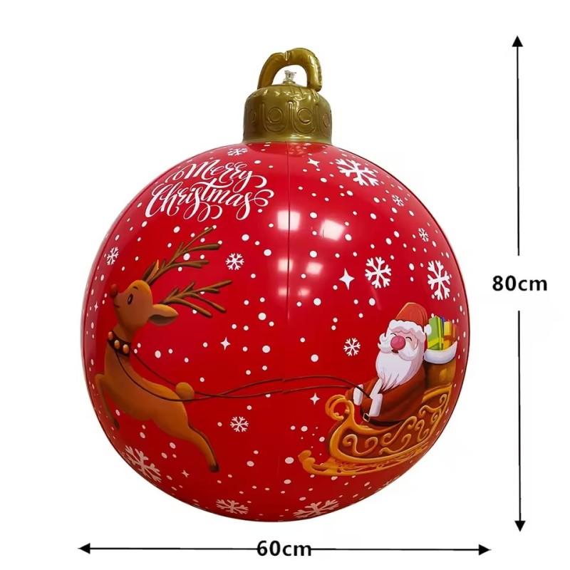 60cm PVC Inflatable Christmas Ball Outdoor Garden Festive Ornament Party Supplies Decorations