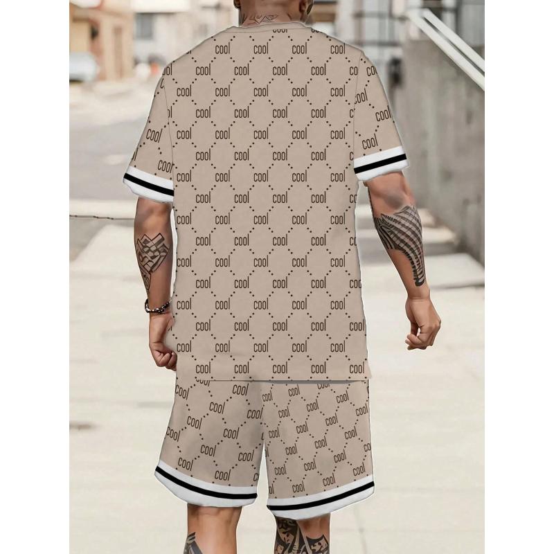 Fashionable Print Creative Pattern T-shirt Shorts Set Comfortable And Elastic Suitable For Vacation And Daily Wear Two-piece Set