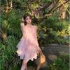 Haute Couture Design Sweet Girl Shows Body, Neck Strap, Big Halter Flower Irregular Ruffle Edge Holiday Dress