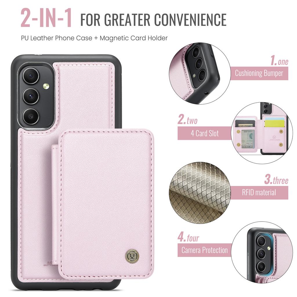 JEEHOOD J05 For Samsung Galaxy A34 5G Case Leather Mobile Cover with Detachable Magnetic Card Bag