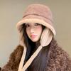 Velvet Thickened Warm Fisherman Hat Outdoor Cycling Windproof Ear Protection Hat Japanese Casual Big Head Bucket Hat