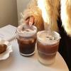 1PCS 400ml Stripe Glass Cup Transparent Glasses With Lid and Straw Ice Coffee Mug Tea Cup Juice Glass Milk Water Cup Drinkware