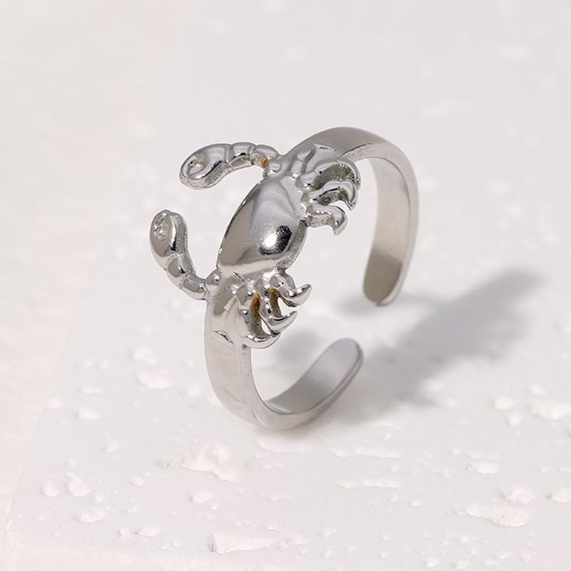 18K Goldplattierter Edelstahl Krabbenring - Serie Meeresbewohner