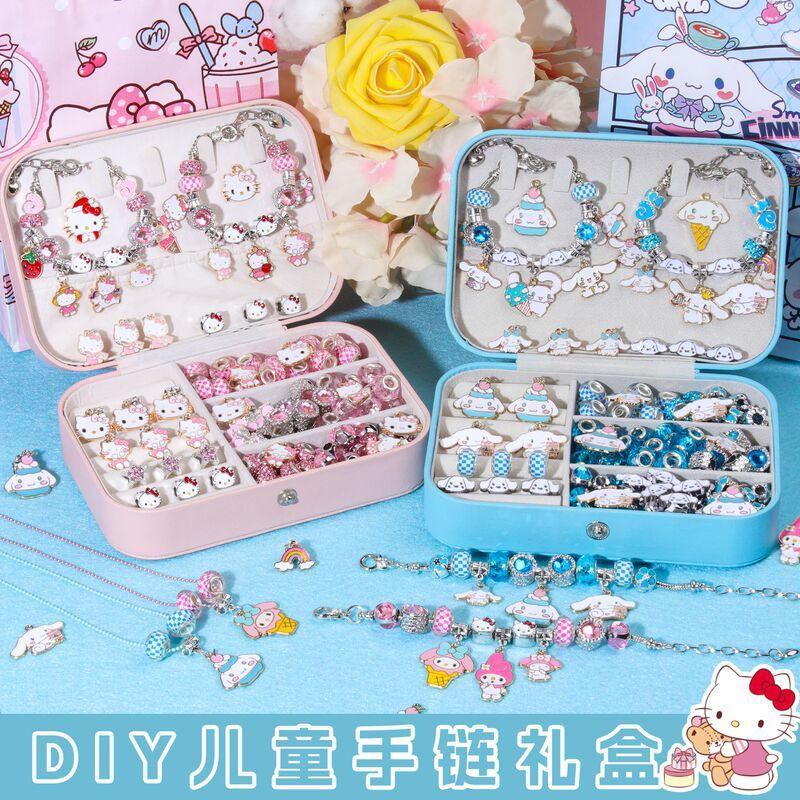 Kids Cartoon Bracelet Making Kit DIY Bead Set With Sanrio Characters Childrens Craft Activity Gift