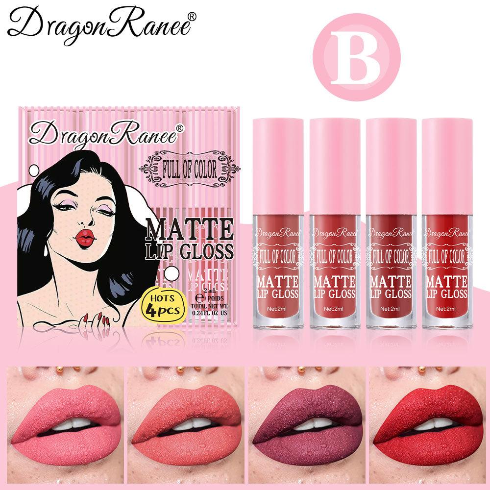 

Матовый блеск для губ Матовый Британский стиль Нюдовый Водостойкий блеск для губ Милый Набор для макияжа губ из четырех предметов в коробке B