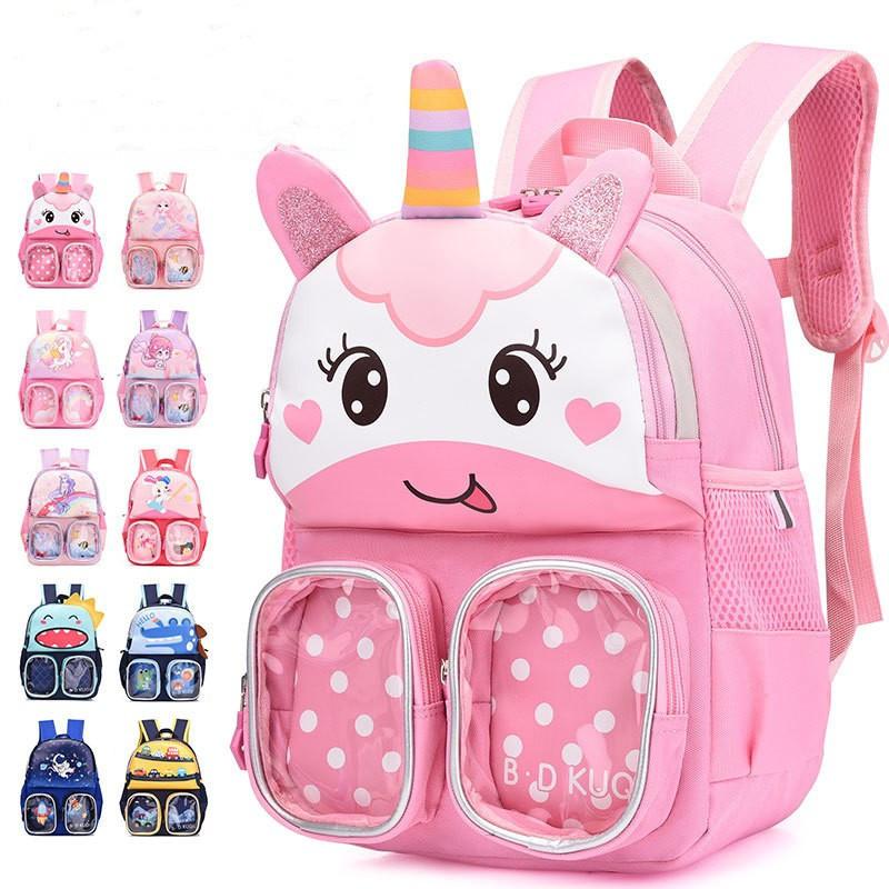 Adorable Oxford Kids Backpack Air-breathable Lightweight Dinosaurdouble-shoulder Bag Wholesale Green