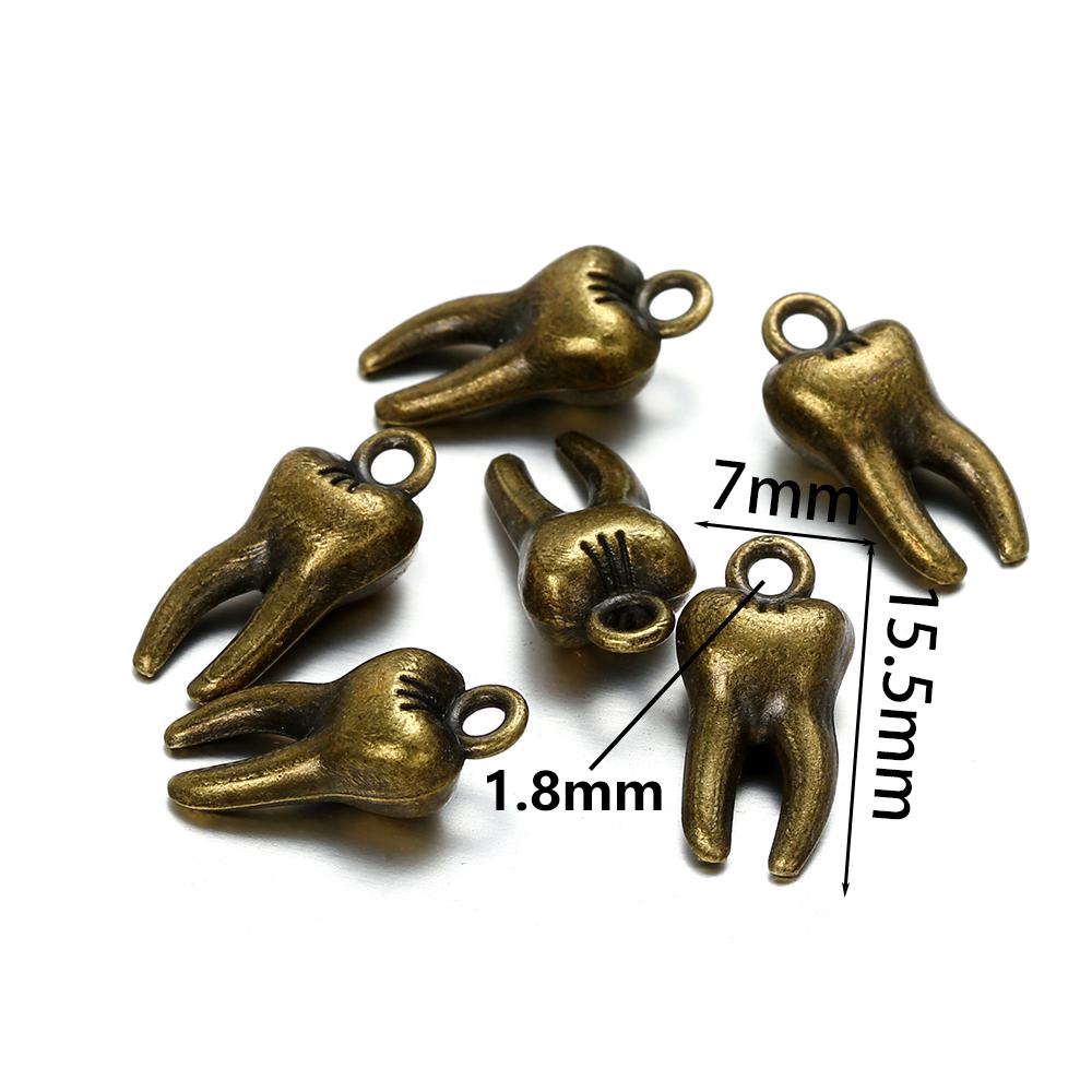 20 Stück/Los Metallzahn Anhänger Antike Schlüsselanhänger Charms Für Halskette Armband DIY Schmuck Ohrring Herstellung Anhänger Zubehör