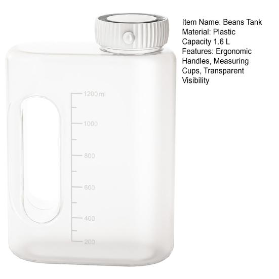 Beans Tank with Ergonomic Handles Transparent Visibility Portable Food Container Precise Ingredient Storage Jar