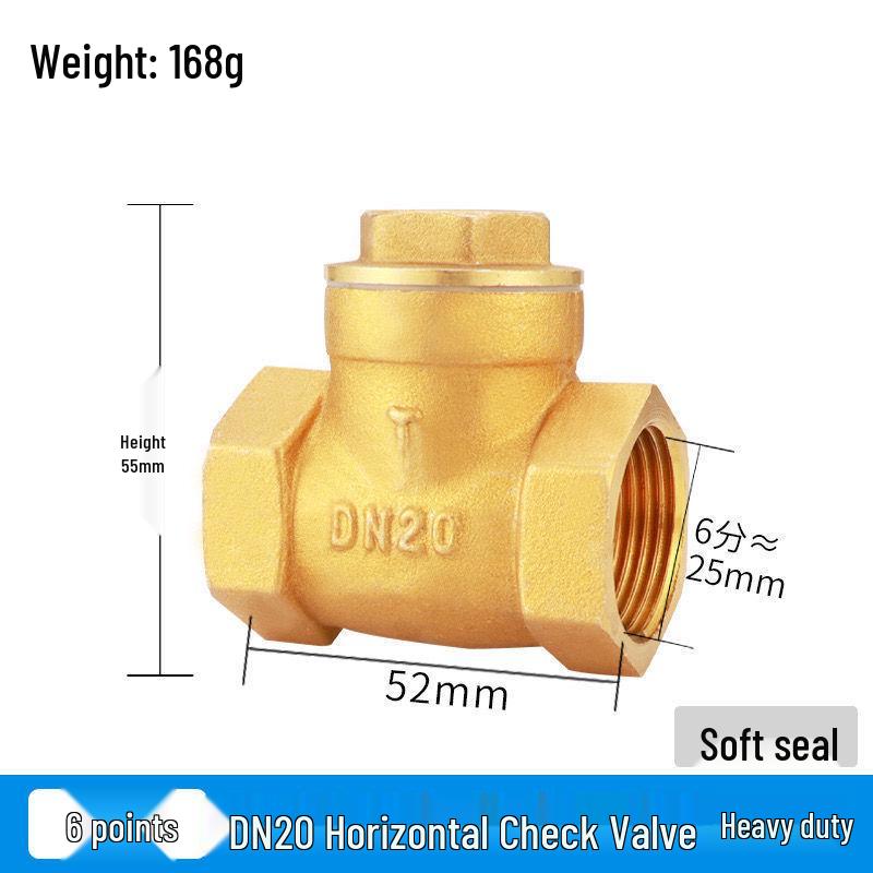 Durable Brass Horizontal Check Valve - Anti-Backflow, Fully Automatic, 6 Points for Tanks and Pipes