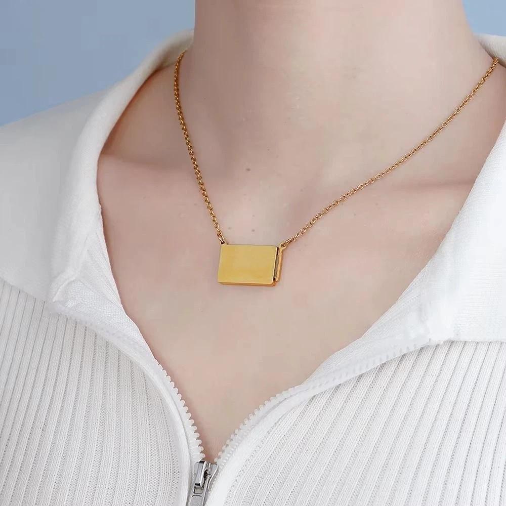 Drawer Style Personalized Necklace Electroplating Locket Pendant Fashion Necklace Memorial Jewelry