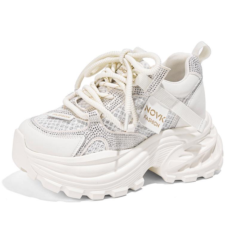Daddy Shoes Women S Spring And Summer Lightweight Small Women S Shoes Rhinestone Thick-Soled Heightening Sneakers Women 34
