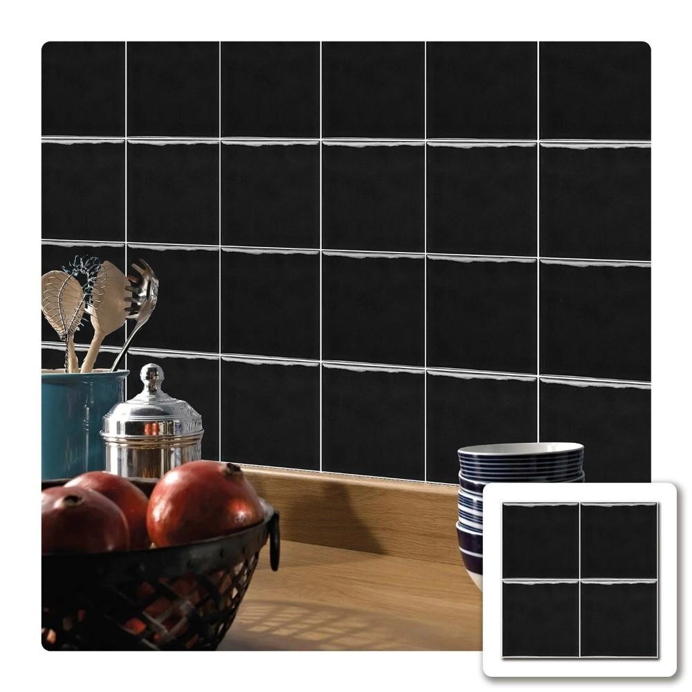 10Pcs Self-adhesive Wall Stickers Square Thickened Tile Stickers Retro Kitchen Wallpaper