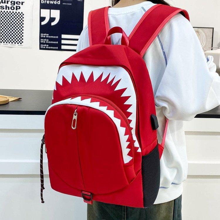 Schoolbag College Style Cute Large Capacity School Bag Female Casual Versatile Backpack Junior High School Girl High School Student Shark Backpack