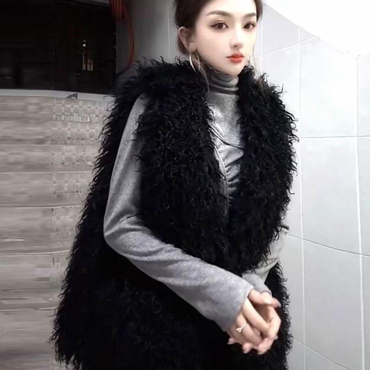 Imitation fur jacket vest new autumn and winter imitation fox fur vest sheep curly hair loose vest