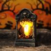 Horror Theme Party Decor Tombstone Candle Lantern, LED Lighted Spooky Graveyard Table Lamp, Halloween Pumpkin Bag Fillers Small Night Light