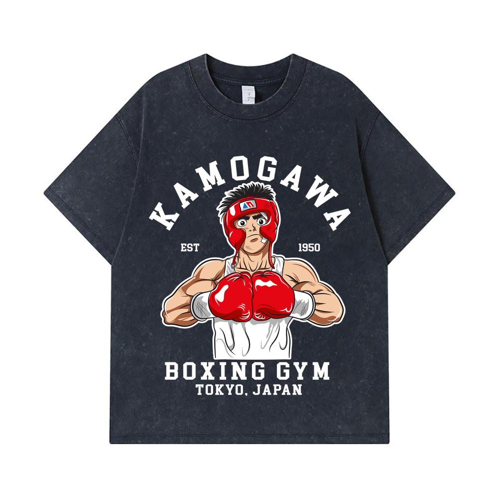 275 GSM Gewaschene T-Shirts 100% Baumwolle Hajime no Ippo V10 Druck Unisex Schweres Baumwoll-T-Shirt