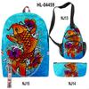 Classico Novità Divertente Cool Carpa Dorata Stampa 3D Set da 3pz Zaini Scolastici multifunzione Zaino da Viaggio Borsa a Petto Astuccio