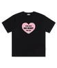 PAGESIISII Big Heart For You Printed Short Sleeve T-Shirt Black