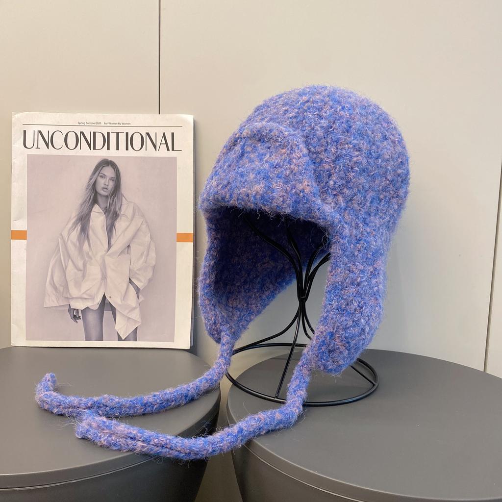 Winter Atmosphere Knitted Wool Hat Women Autumn and Winter Warm Cycling Ear Protection Flying Hat Skiing