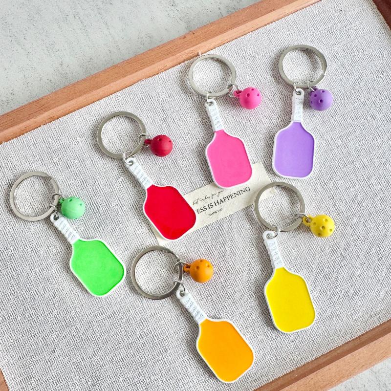 1Pcs Sporty Women'S Key Holder Bag Pendant 3D Metal Pickleball Racket Keychain Couple'S Best Friend Small Gift