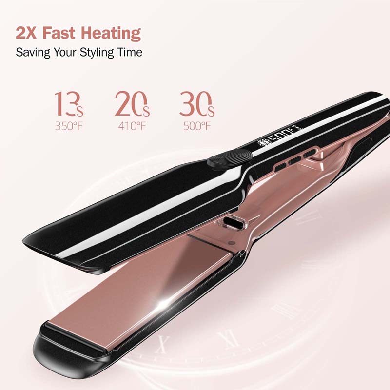Professional Hair Straightener Keratin Treatment Wide Plate Hair Flat Irons for Frizzy Hair Recovers Damage 110-240V