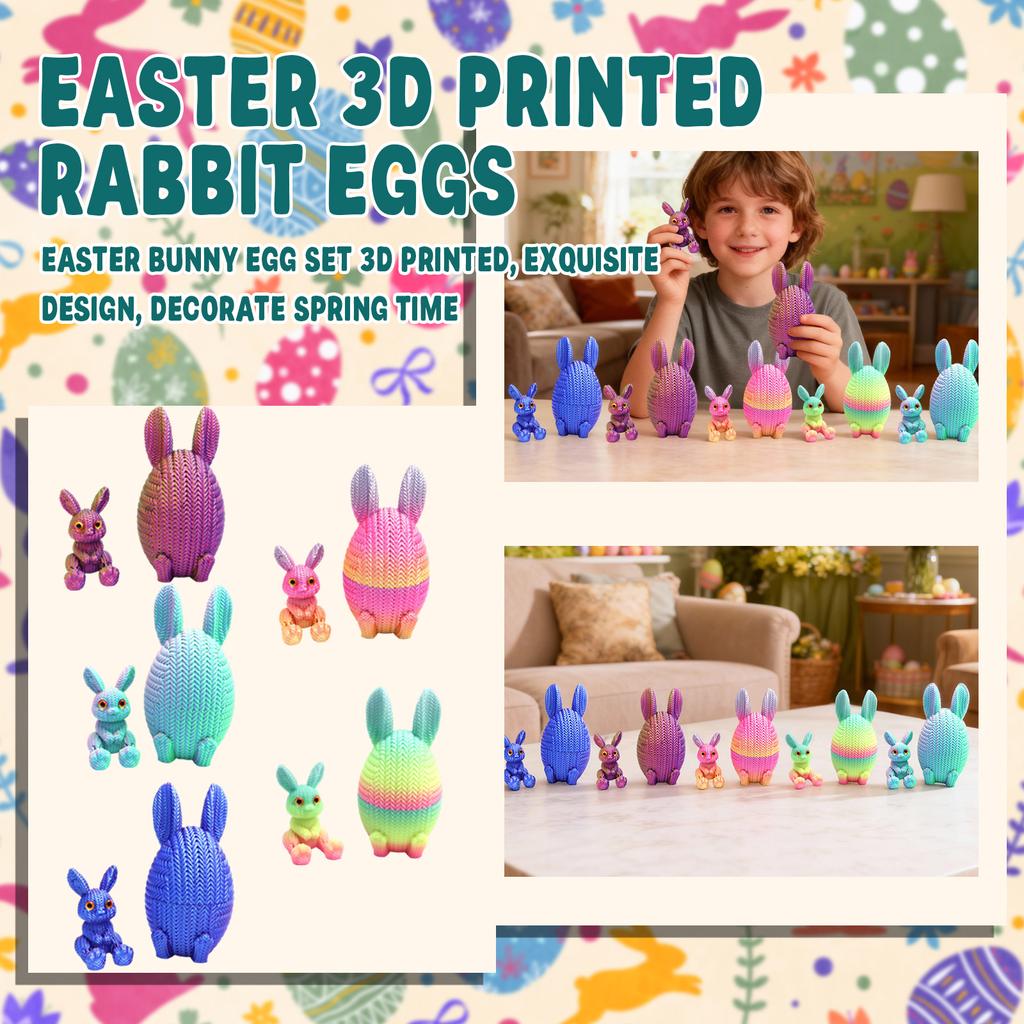 3D Printed Movable Easter Bunny Egg Toy, Creative Gift, Bunny Egg Ornament