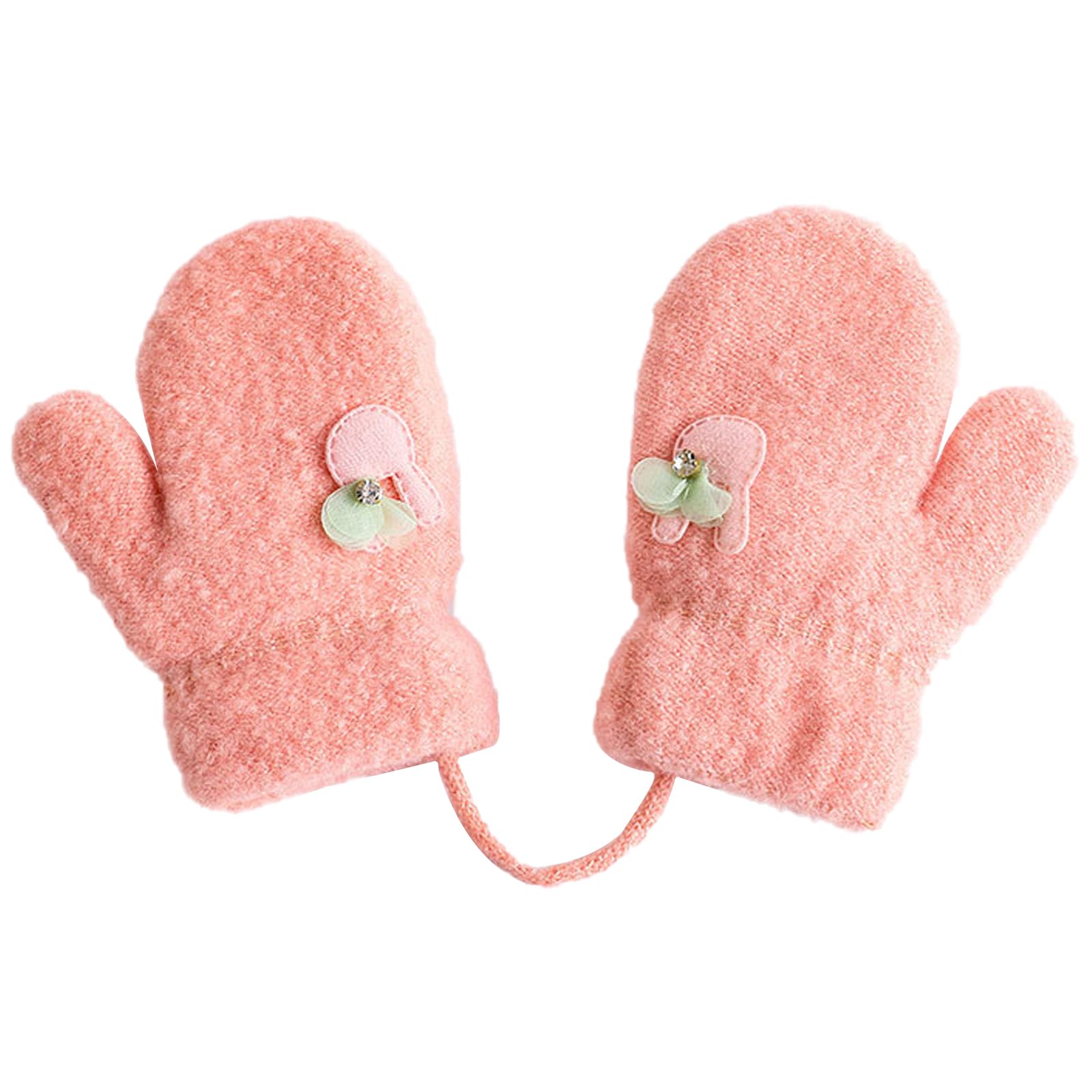 

Buffydeer Knit Ages with Cute Winter Gloves for Girls and and Perfect for Playing in the and Kindergarten Kids Mittens, Unisex, 3-6, Drawstring, розовый