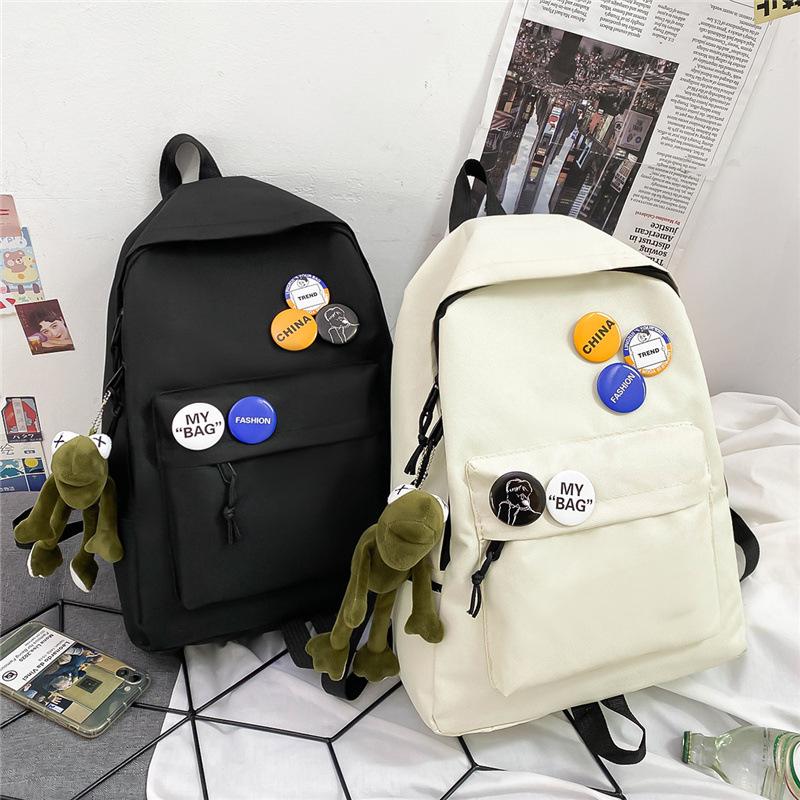 Schoolbag Backpack Men's Simple Large Capacity Travel Backpack Leisure Japanese Junior High School High School Student School Bag 11 Inch