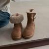 Warm Velvet Snow Boots Medium Tube Thickened Fashion Women's Thick-soled Round Head Two Wear Women's Birkenstocks