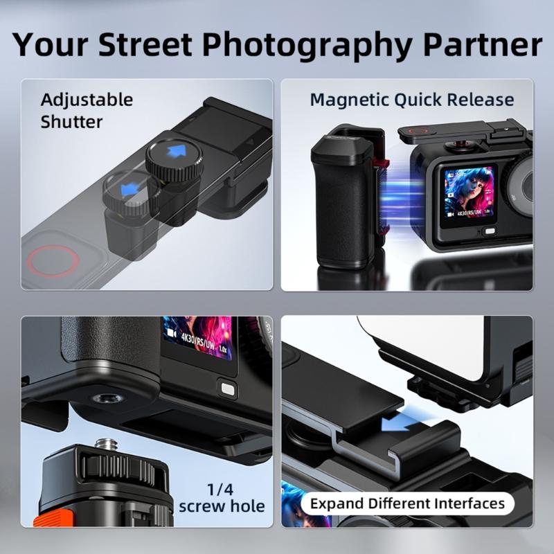 Präzisionsgefertigter Street Photography Griff-Kit für Action 6 Kameras Magnetische Schnellwechsel-Technologie