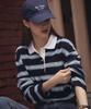 Tilaidai Cotton Stripe Base Collar Polo T-Shirt_Navy